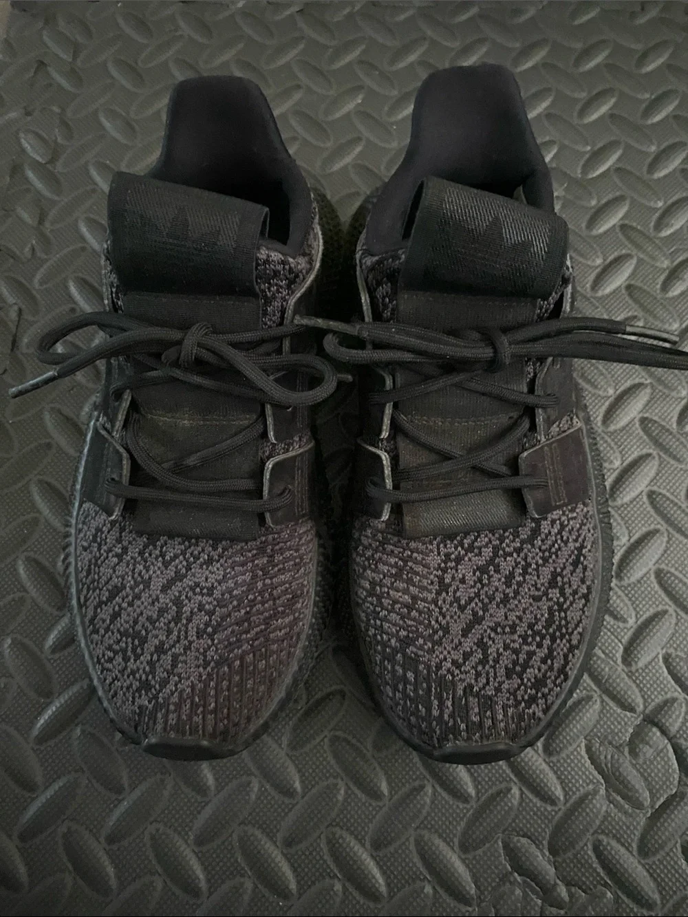 adidas Kids All-Black Knit Lace-Up Sneakers